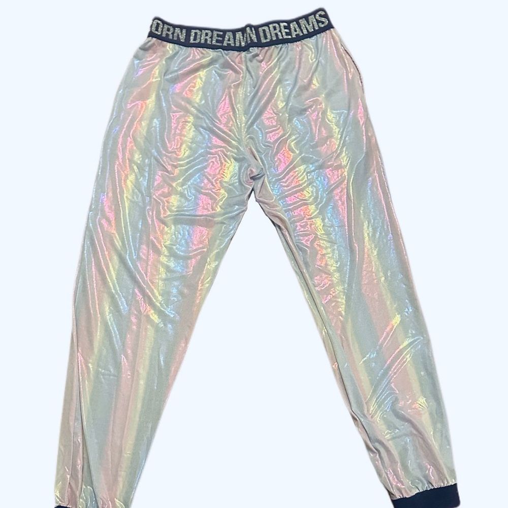 Top Drawer Unicorn Dreams  Silver Pajama Sleep Pants Large Polyester/Spandex